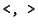 $\verb\vert<, >\vert$