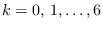 $k=0,\, 1,\ldots, 6$